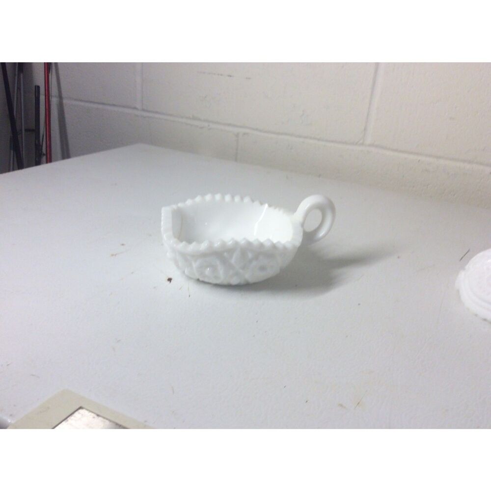 Vintage White Square Candy Dish Loop Handle